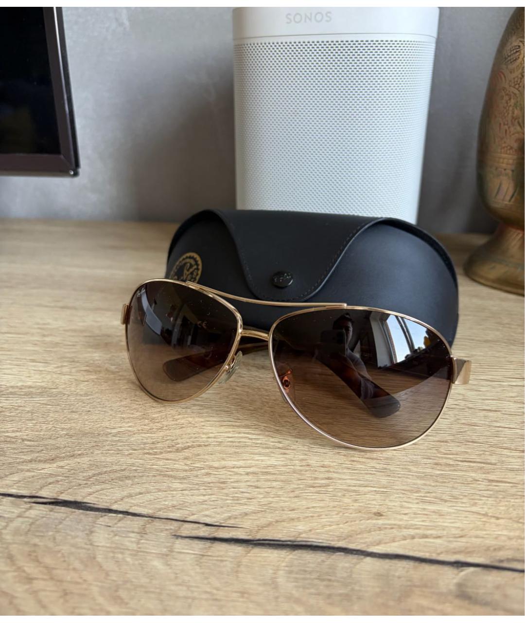 RAY BAN Коричневые пластиковые солнцезащитные очки, фото 4