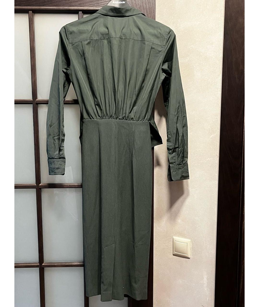 MAX MARA Хаки хлопковое повседневное платье, фото 3