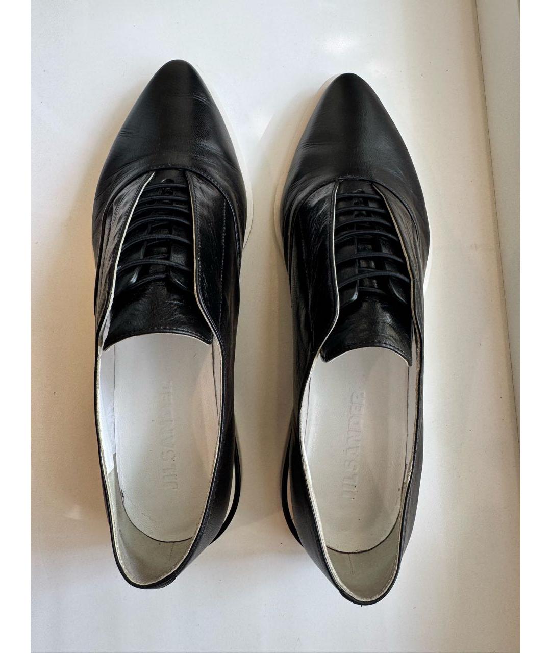 JIL SANDER Черные кожаные брогги и оксфорды, фото 3
