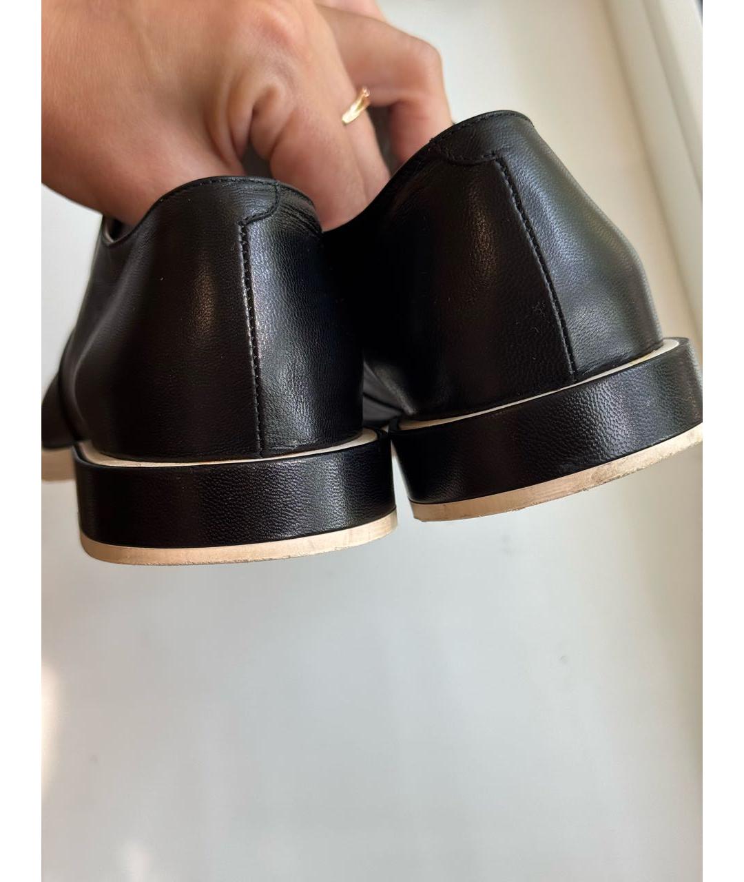 JIL SANDER Черные кожаные брогги и оксфорды, фото 4