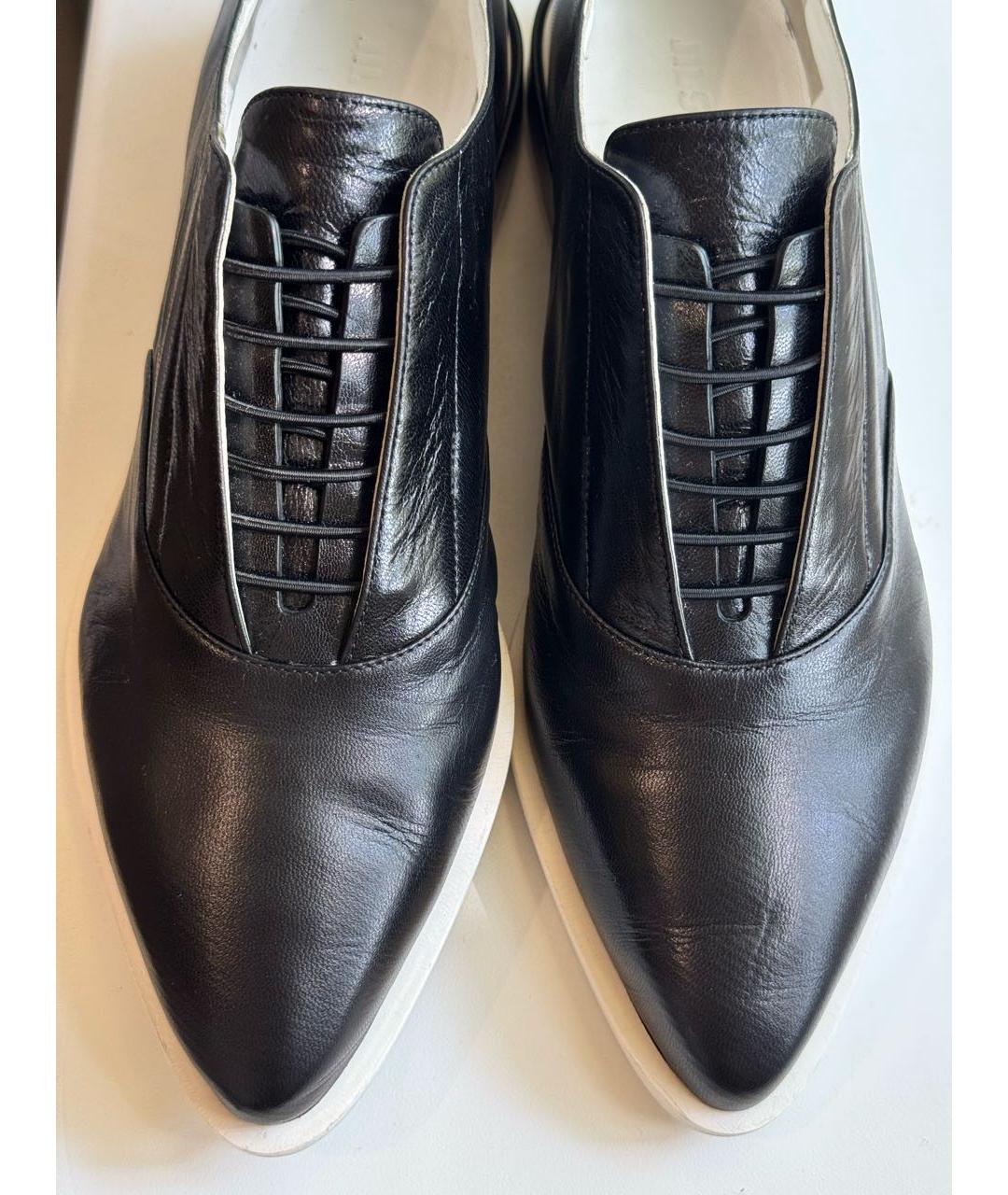 JIL SANDER Черные кожаные брогги и оксфорды, фото 2