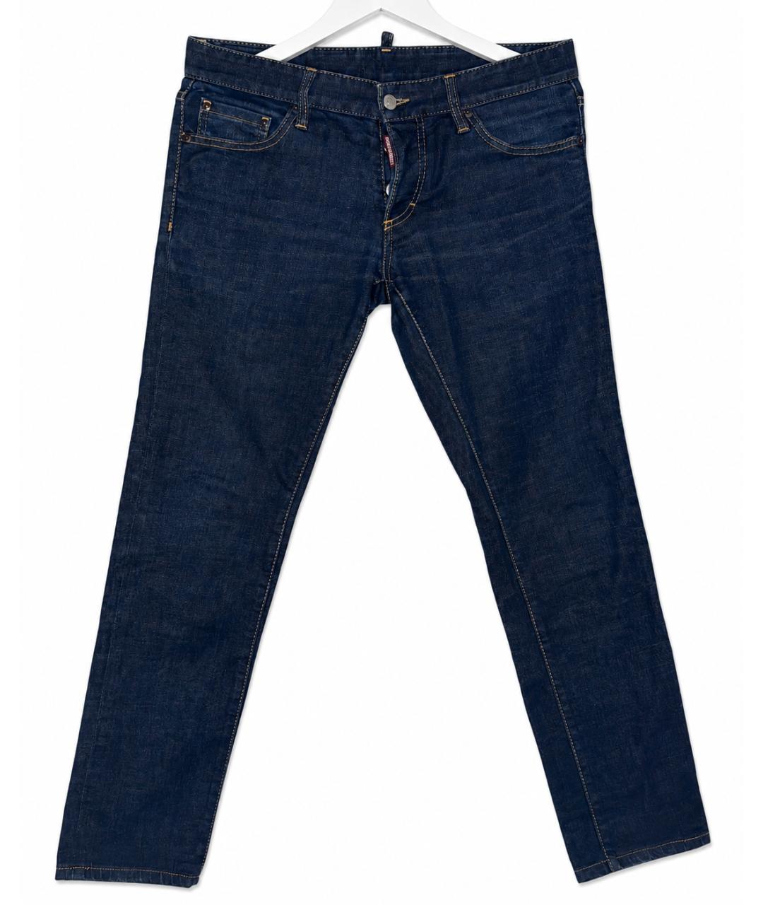 DSQUARED2 Темно-синие хлопко-эластановые джинсы скинни, фото 1