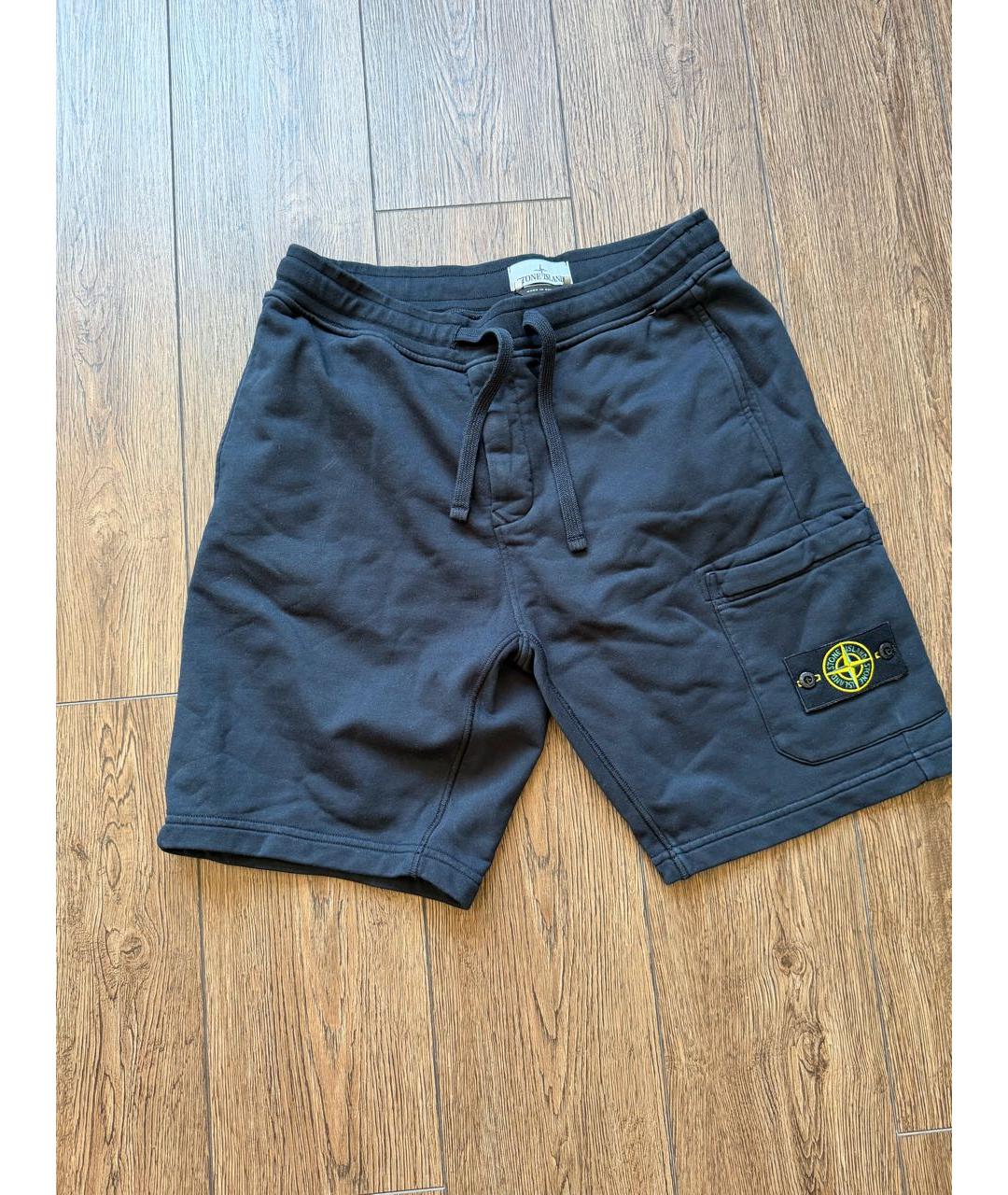 STONE ISLAND Черные хлопковые шорты, фото 5