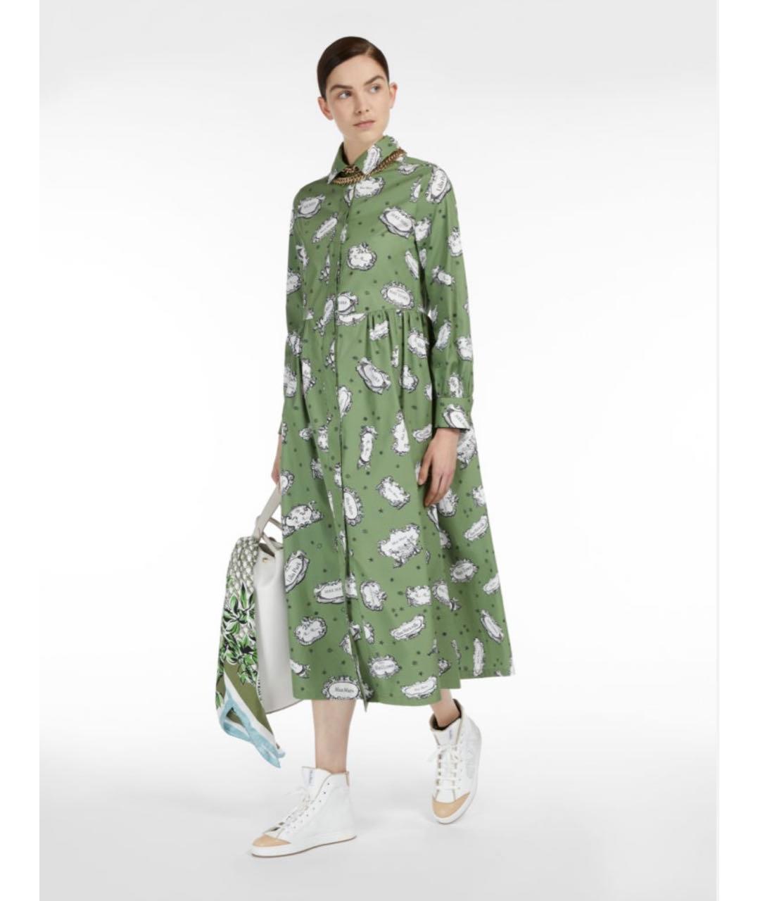 MAX MARA Зеленое хлопковое повседневное платье, фото 8
