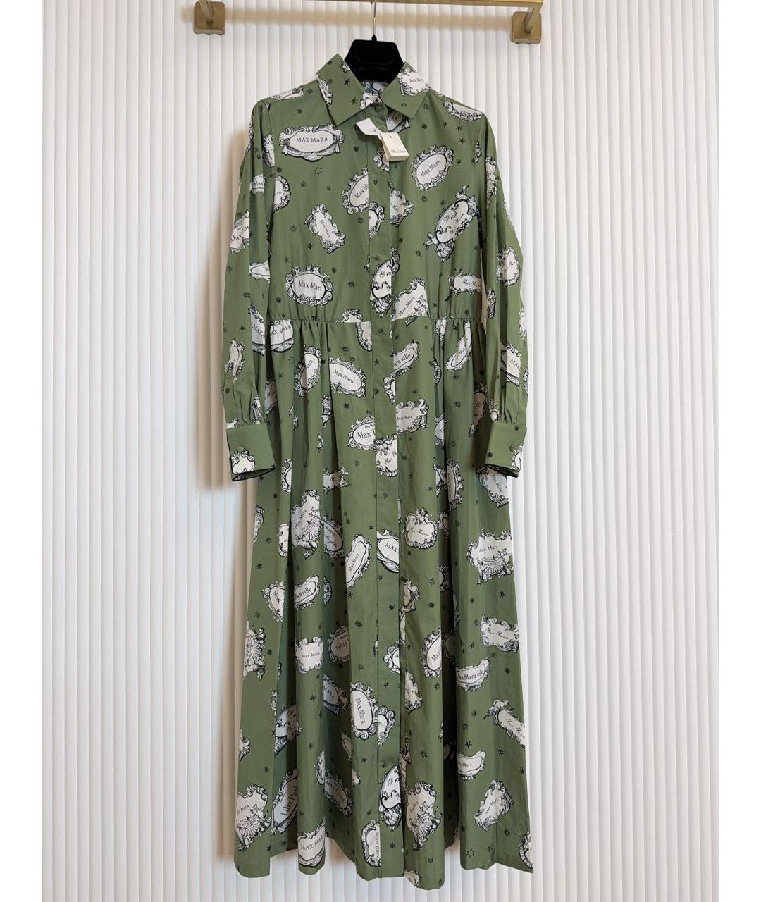 MAX MARA Зеленое хлопковое повседневное платье, фото 4