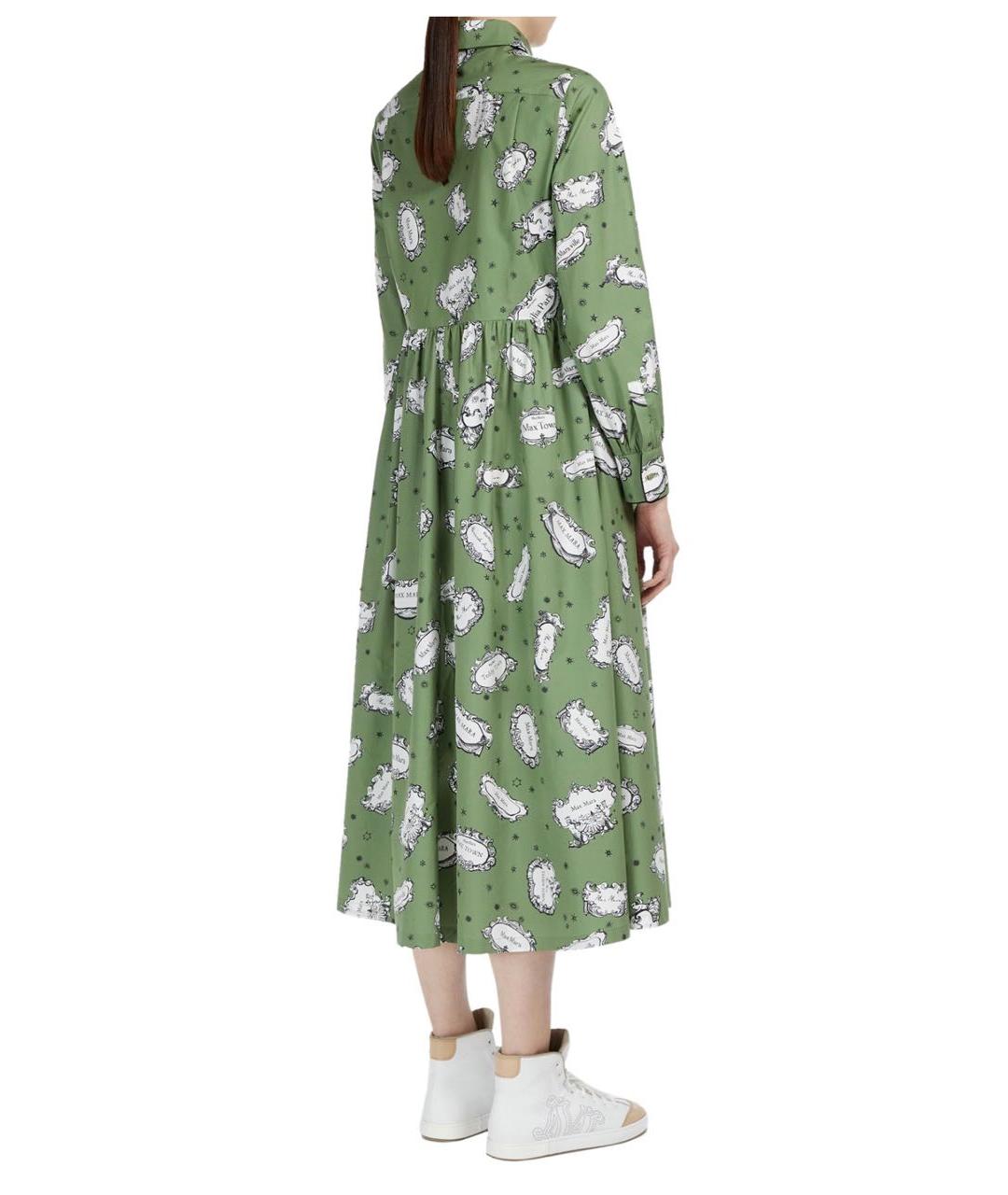 MAX MARA Зеленое хлопковое повседневное платье, фото 7