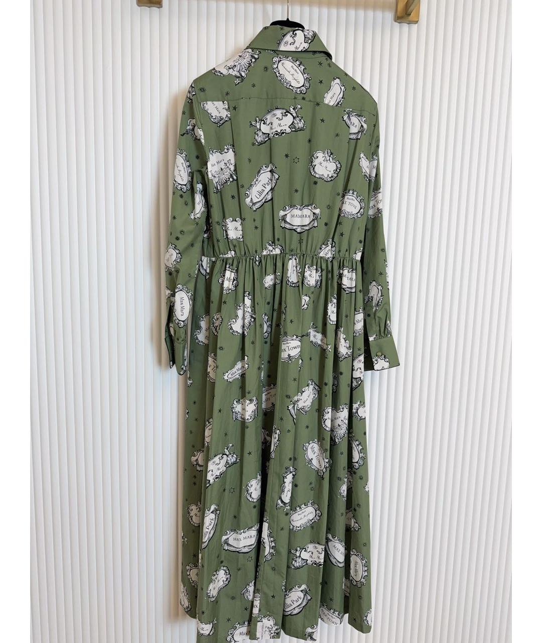 MAX MARA Зеленое хлопковое повседневное платье, фото 2
