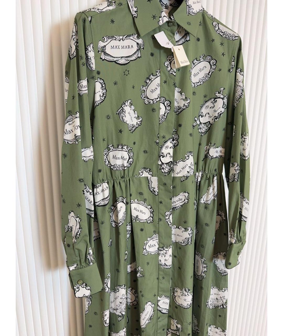 MAX MARA Зеленое хлопковое повседневное платье, фото 5