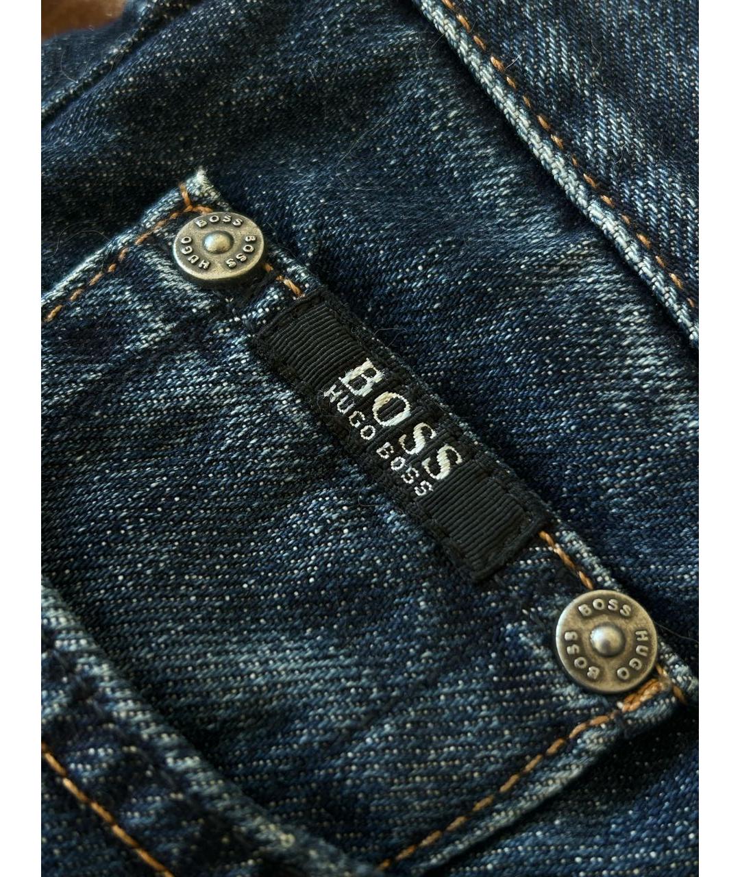 HUGO BOSS Темно-синие хлопковые прямые джинсы, фото 4