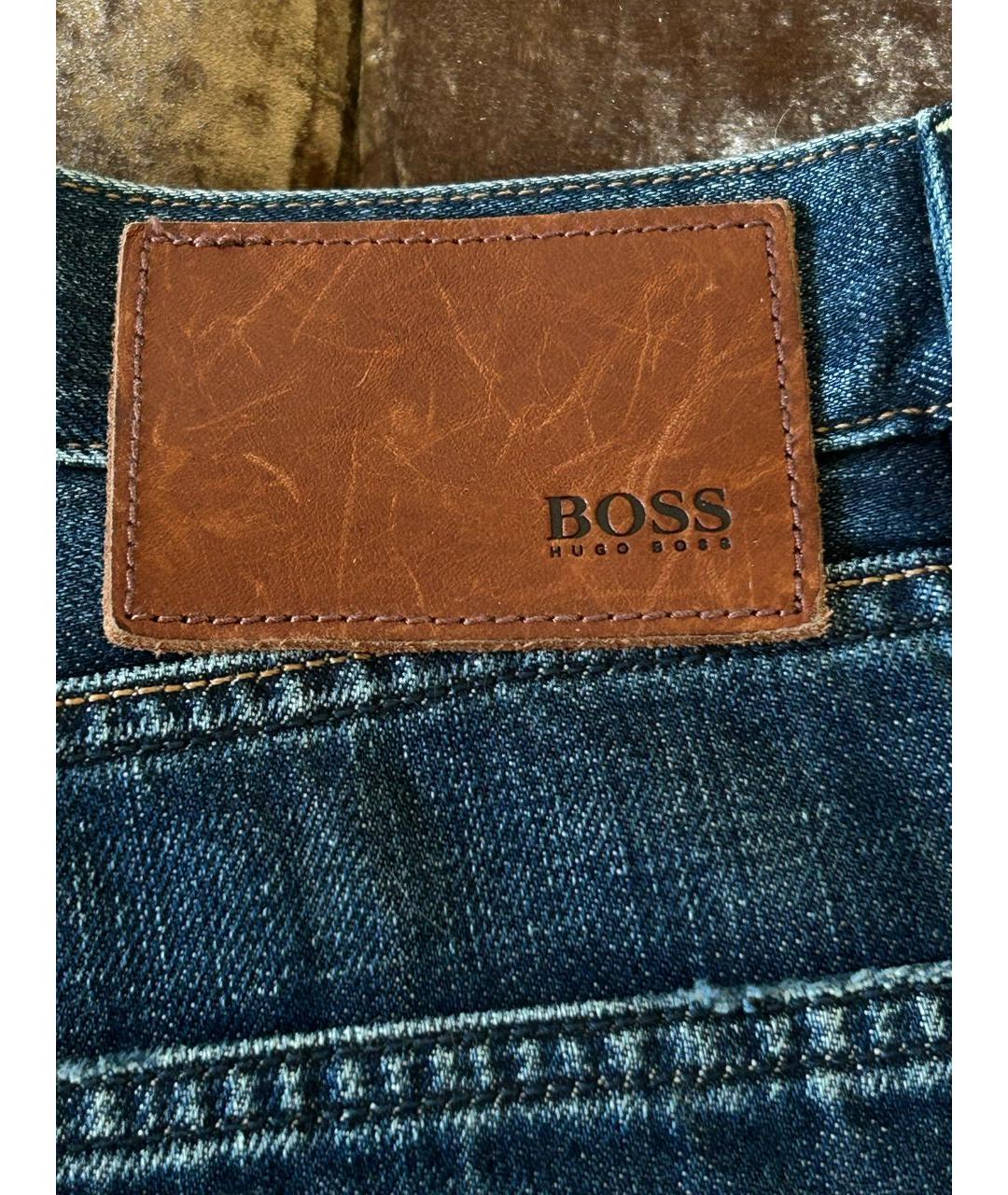 HUGO BOSS Темно-синие хлопковые прямые джинсы, фото 5