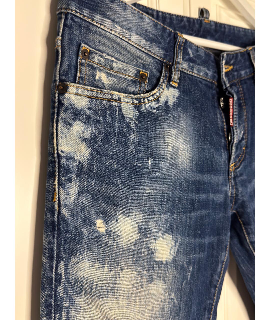 DSQUARED2 Голубые хлопко-эластановые джинсы скинни, фото 3