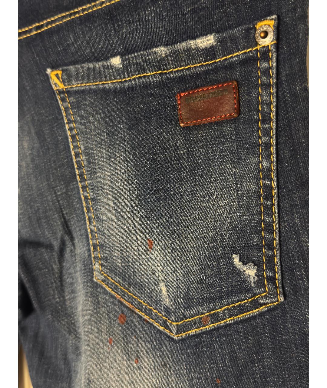 DSQUARED2 Синие хлопко-эластановые джинсы скинни, фото 3