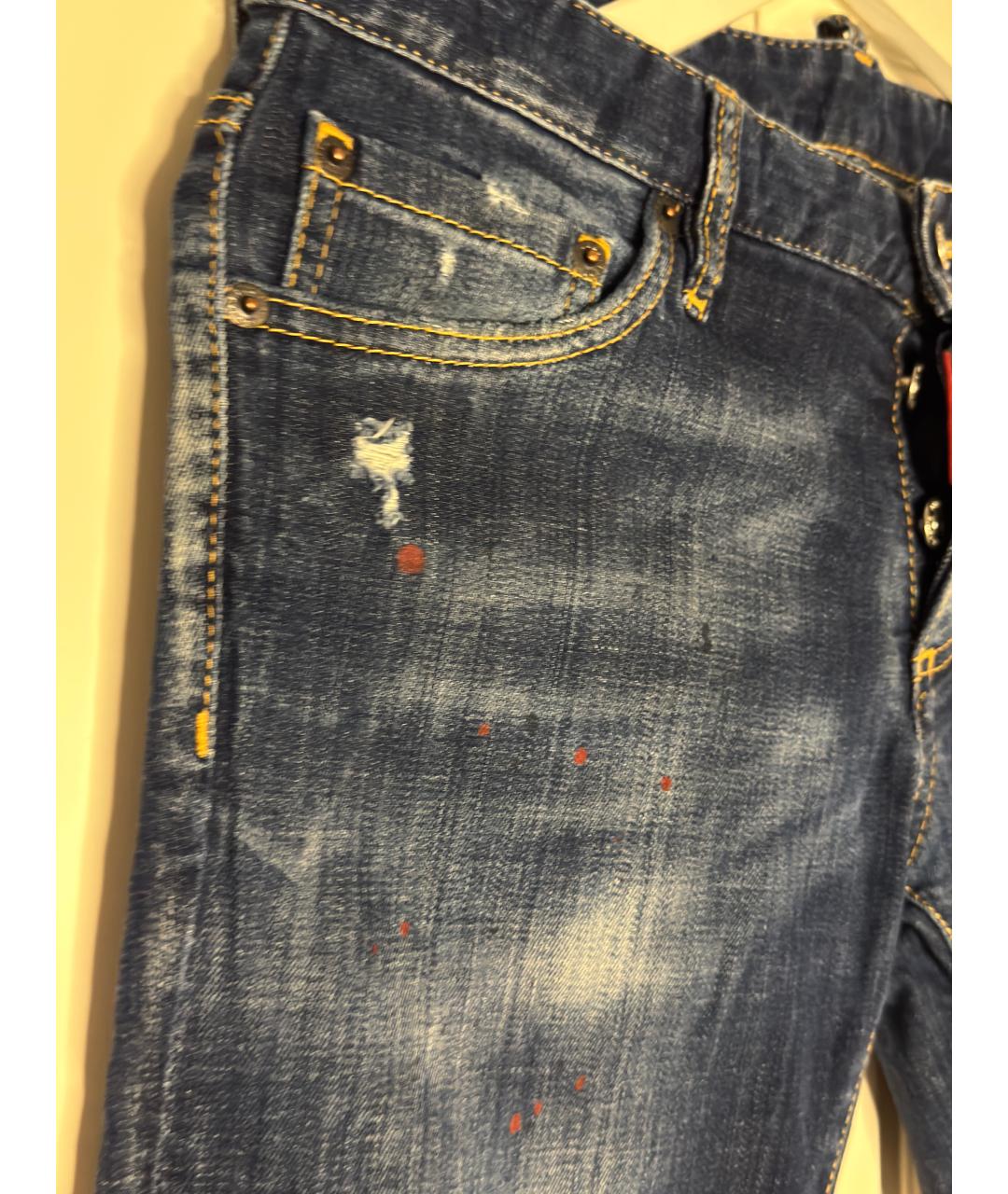 DSQUARED2 Синие хлопко-эластановые джинсы скинни, фото 4