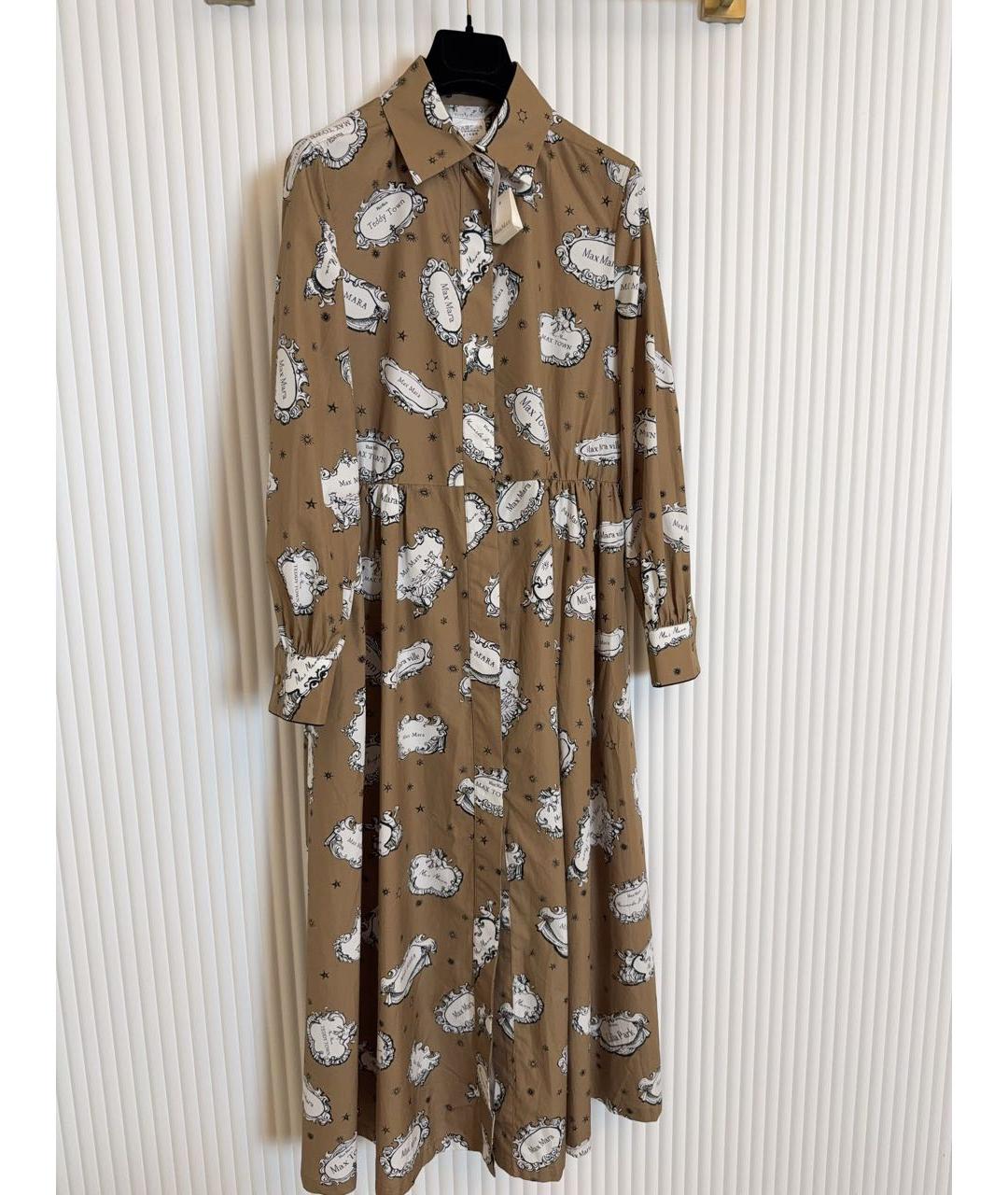 MAX MARA Коричневое хлопковое повседневное платье, фото 4