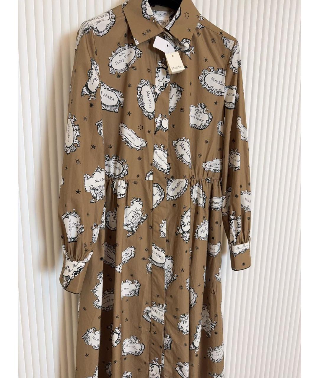 MAX MARA Коричневое хлопковое повседневное платье, фото 5