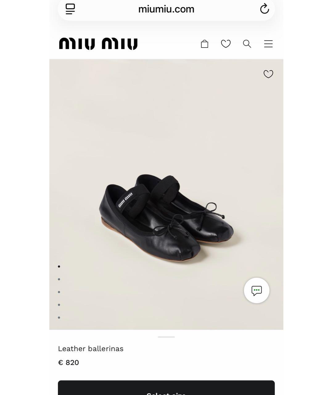 MIU MIU Черные кожаные балетки, фото 7