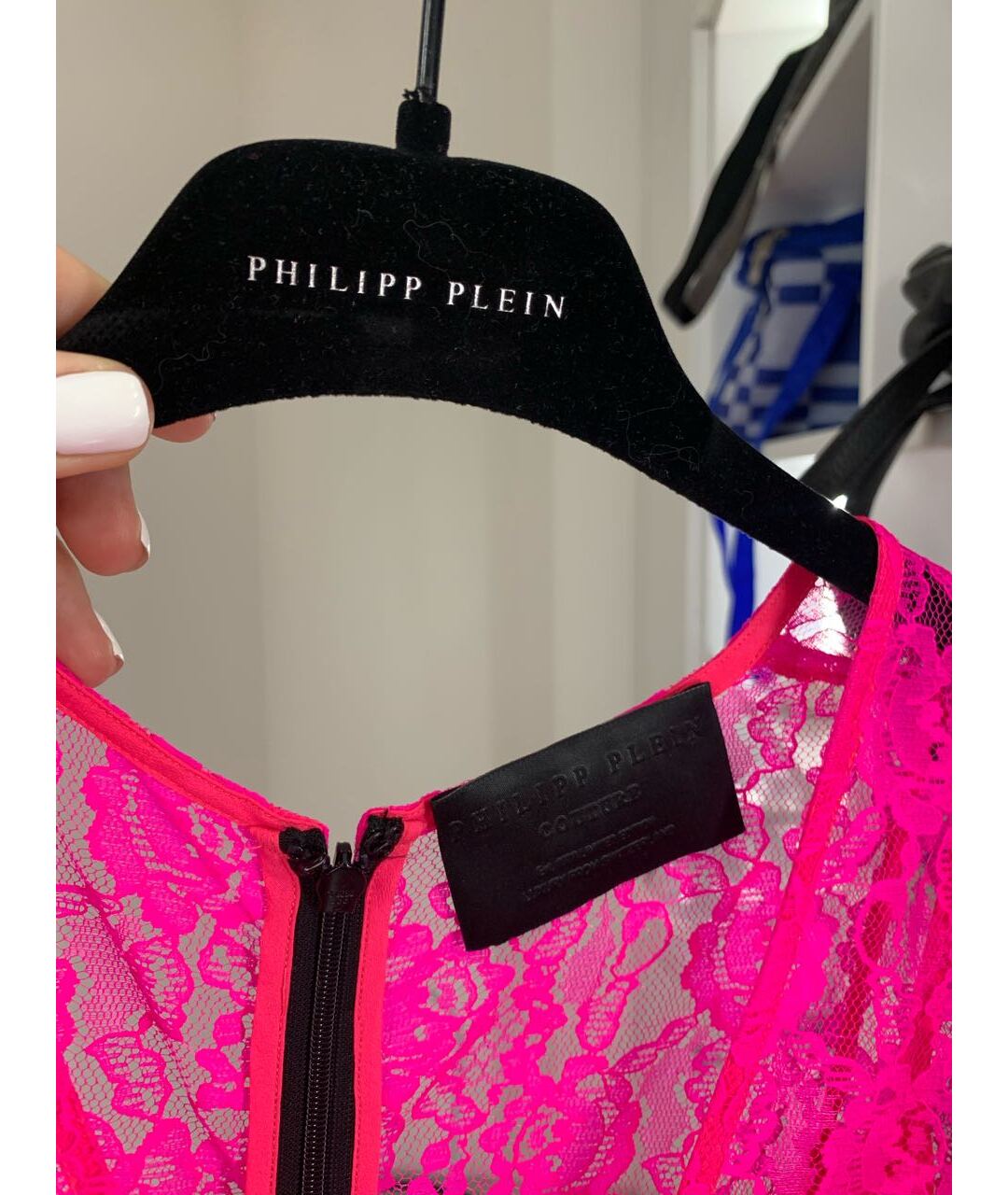 PHILIPP PLEIN Фуксия кружевное коктейльное платье, фото 3