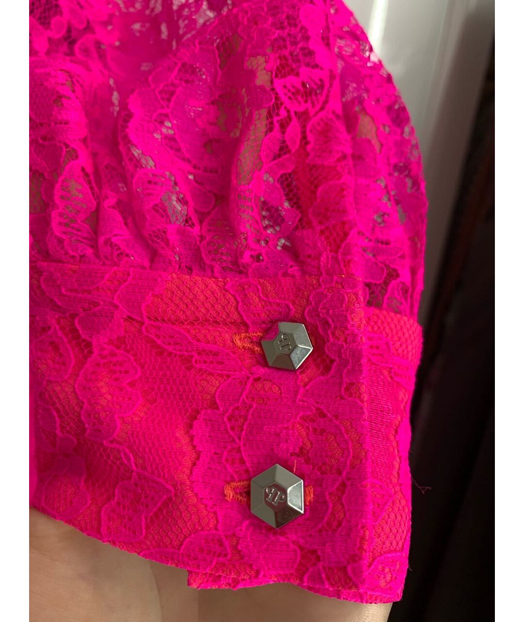 PHILIPP PLEIN Фуксия кружевное коктейльное платье, фото 4
