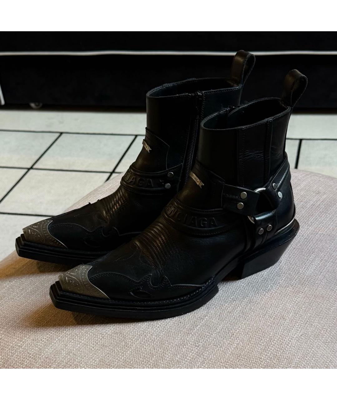 BALENCIAGA Черные кожаные ботинки, фото 7