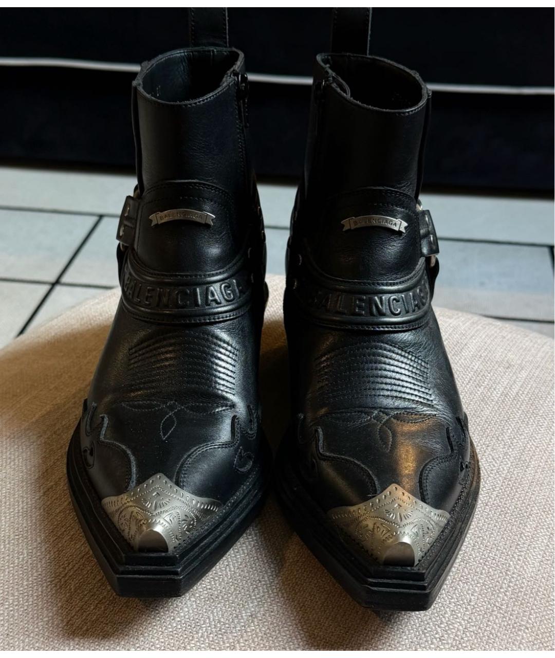 BALENCIAGA Черные кожаные ботинки, фото 2