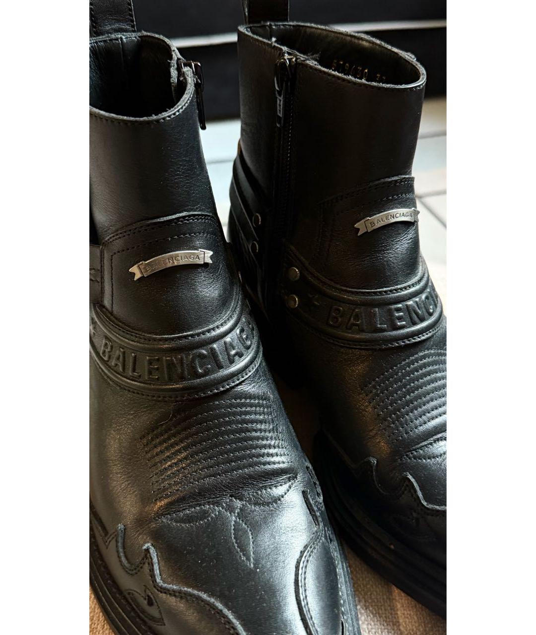 BALENCIAGA Черные кожаные ботинки, фото 6
