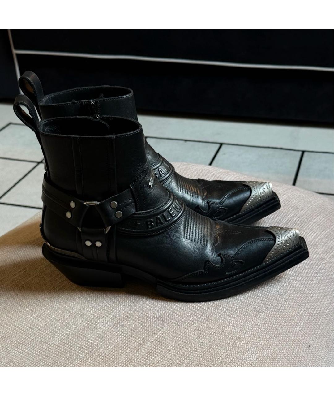 BALENCIAGA Черные кожаные ботинки, фото 9