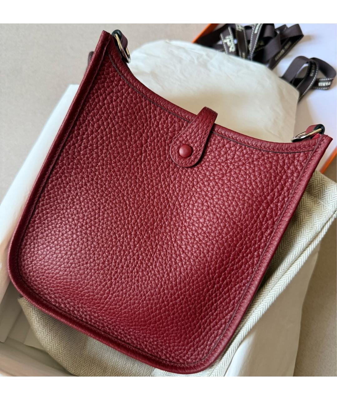 HERMES Бордовая кожаная сумка через плечо, фото 3