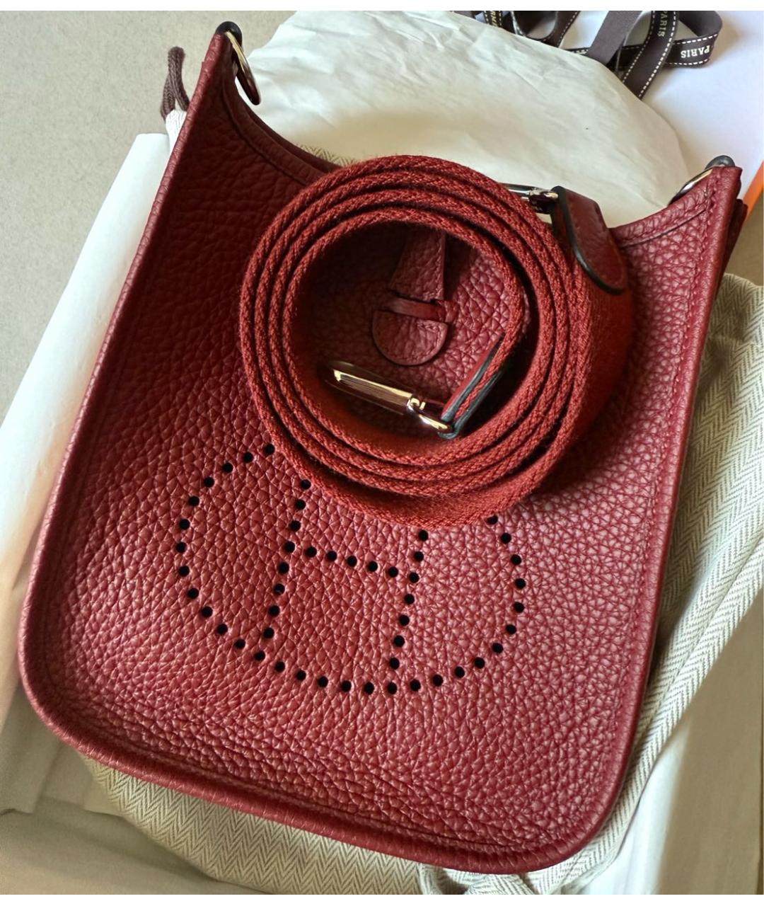 HERMES Бордовая кожаная сумка через плечо, фото 2