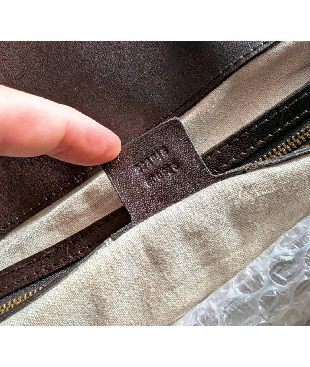 GUCCI Коричневая канва сумка с короткими ручками, фото 5
