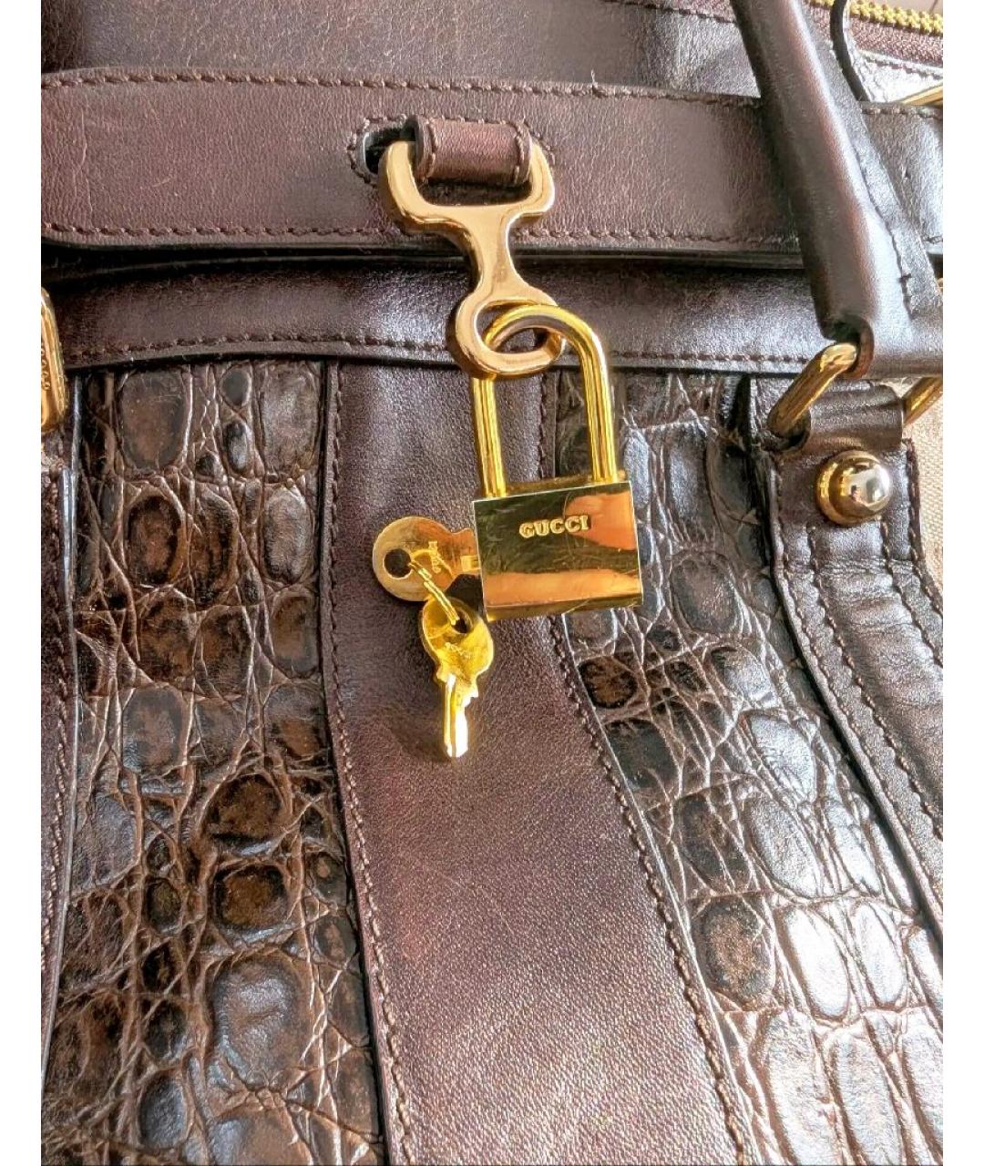 GUCCI Коричневая канва сумка с короткими ручками, фото 3
