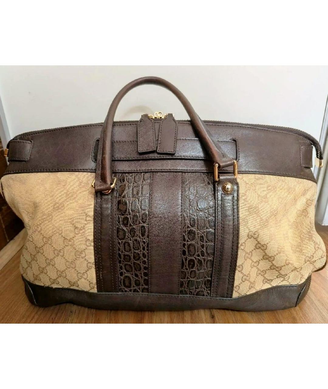 GUCCI Коричневая канва сумка с короткими ручками, фото 2