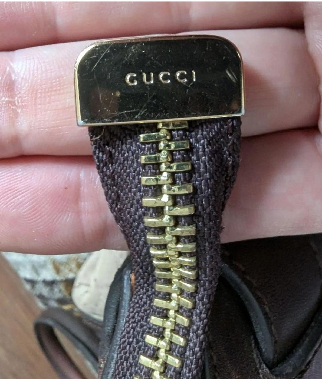 GUCCI Коричневая канва сумка с короткими ручками, фото 8