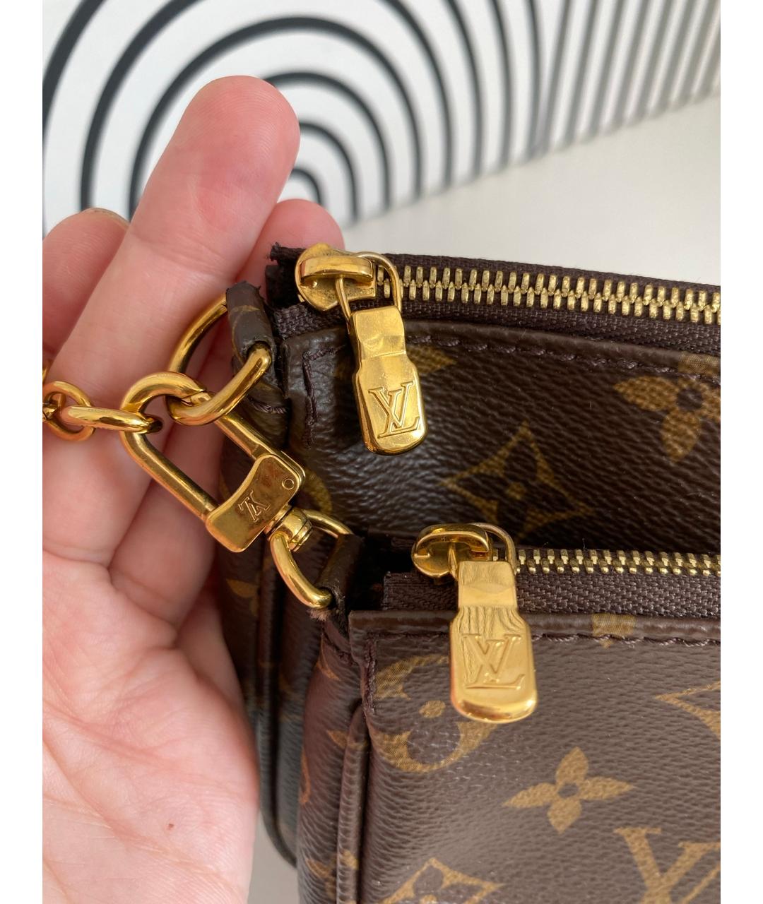 LOUIS VUITTON Коричневая канва сумка через плечо, фото 3