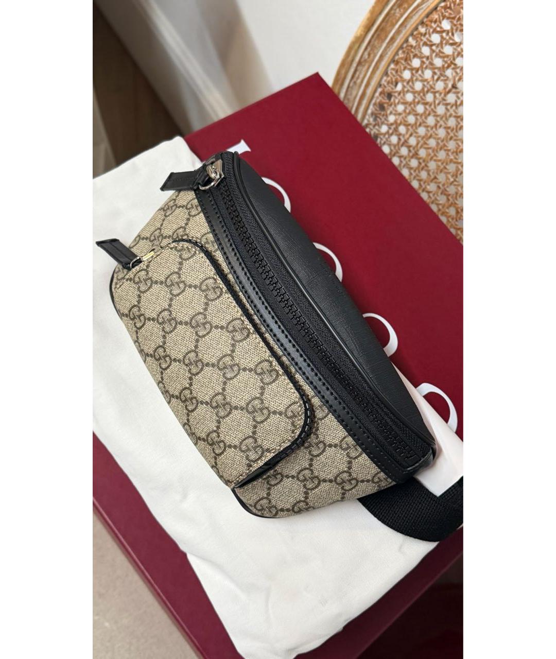 GUCCI Черная канва поясная сумка, фото 3