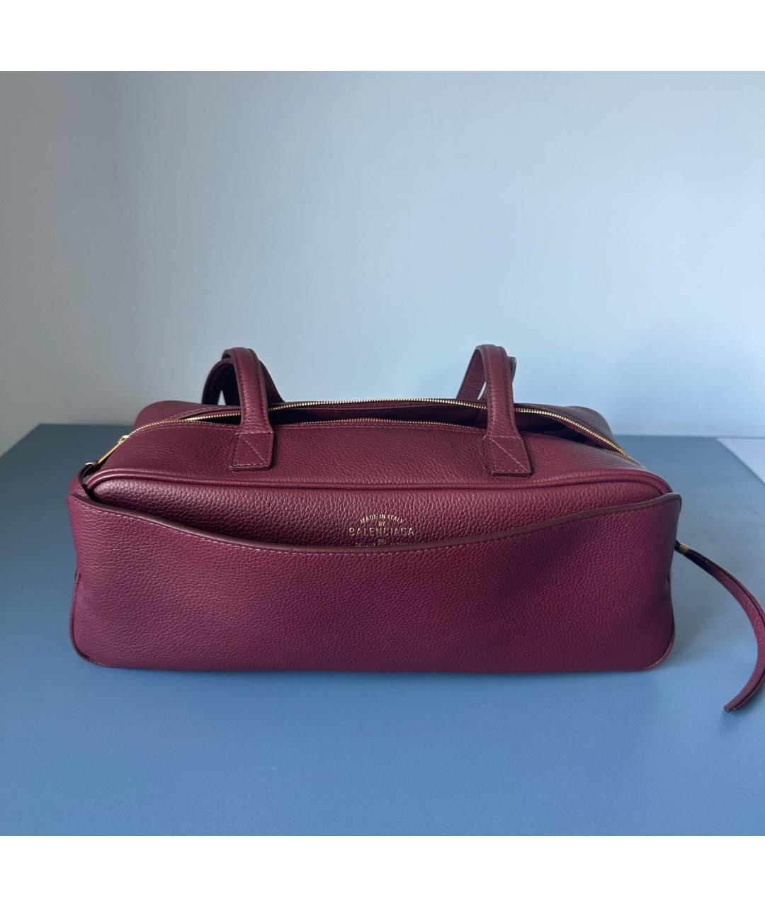 BALENCIAGA Бордовая кожаная сумка через плечо, фото 5