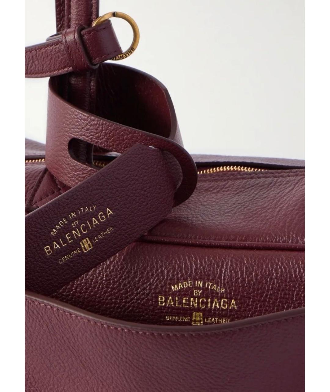 BALENCIAGA Бордовая кожаная сумка через плечо, фото 4