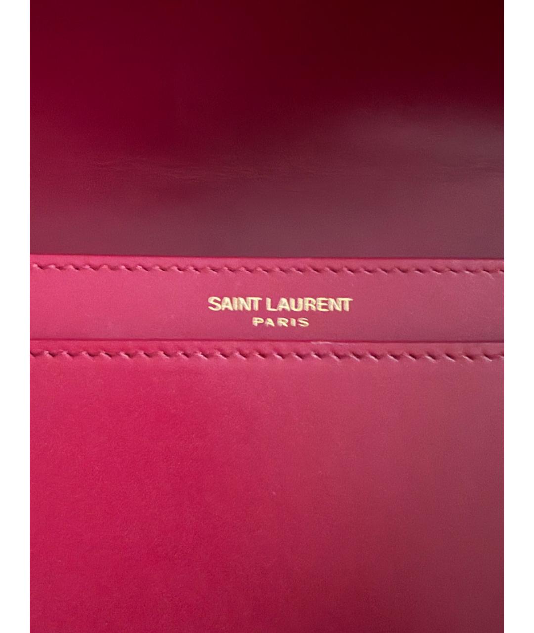SAINT LAURENT Бордовая кожаная сумка через плечо, фото 4