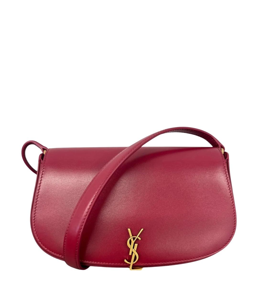 SAINT LAURENT Бордовая кожаная сумка через плечо, фото 1