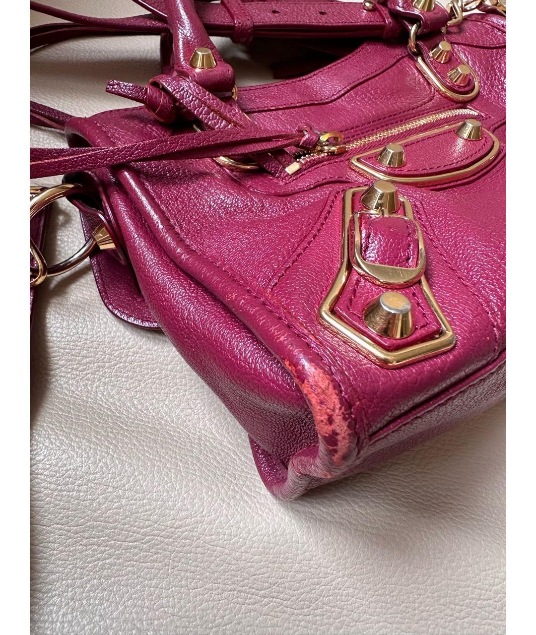 BALENCIAGA Бордовая кожаная сумка с короткими ручками, фото 6