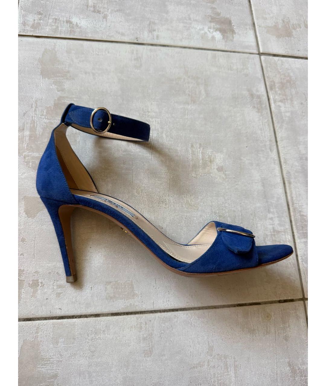 PRADA Синие замшевые босоножки, фото 8