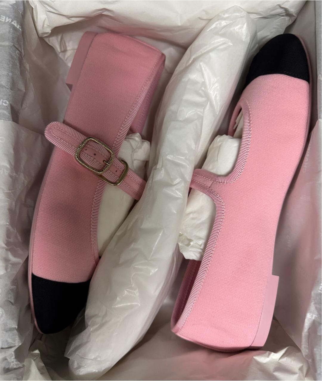 CHANEL Розовые текстильные балетки, фото 7