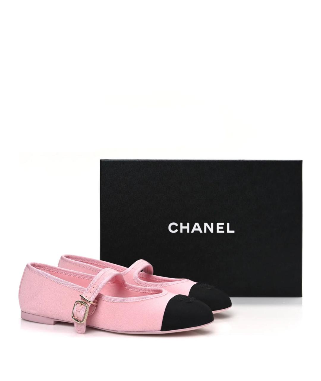 CHANEL Розовые текстильные балетки, фото 5