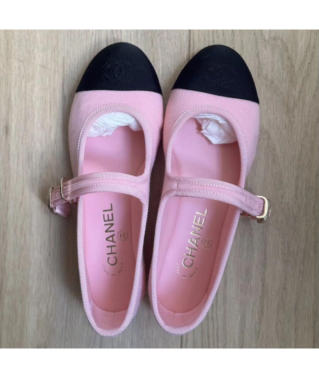 CHANEL Розовые текстильные балетки, фото 6