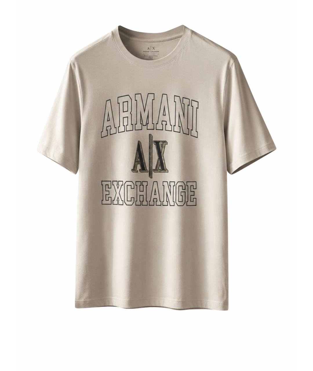 ARMANI EXCHANGE Бежевая хлопковая футболка, фото 1