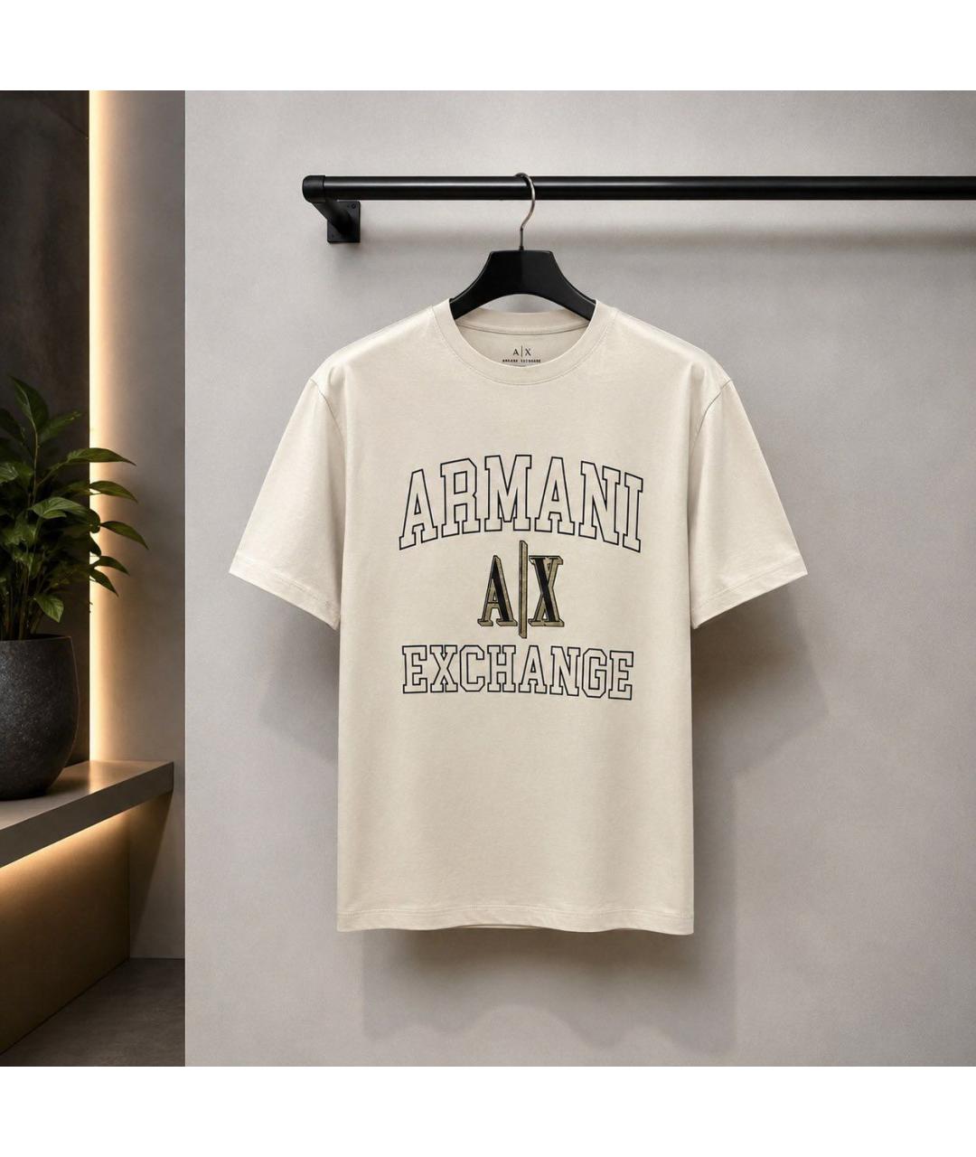ARMANI EXCHANGE Бежевая хлопковая футболка, фото 2