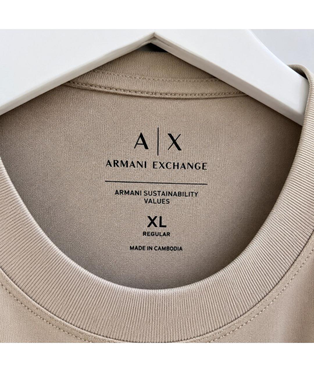 ARMANI EXCHANGE Бежевая хлопковая футболка, фото 4