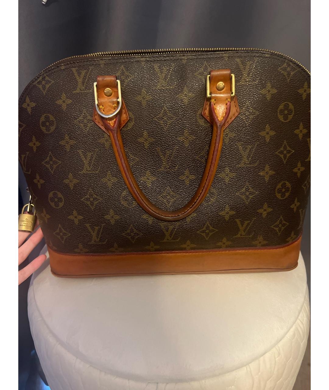 LOUIS VUITTON Коричневая канва сумка с короткими ручками, фото 3