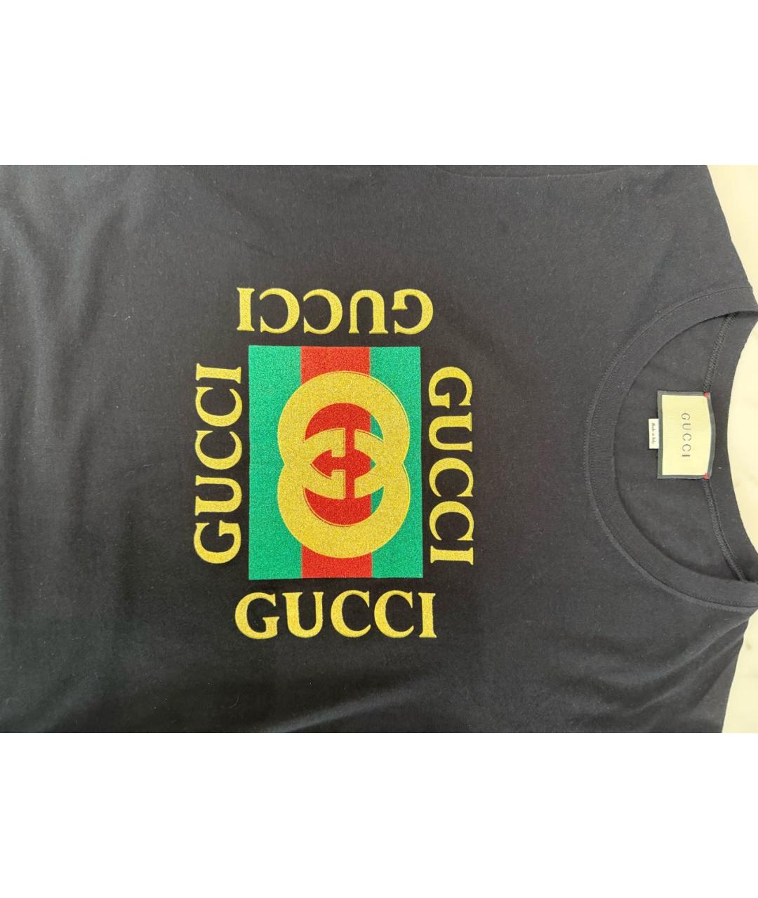 GUCCI Черная хлопковая майка, фото 4