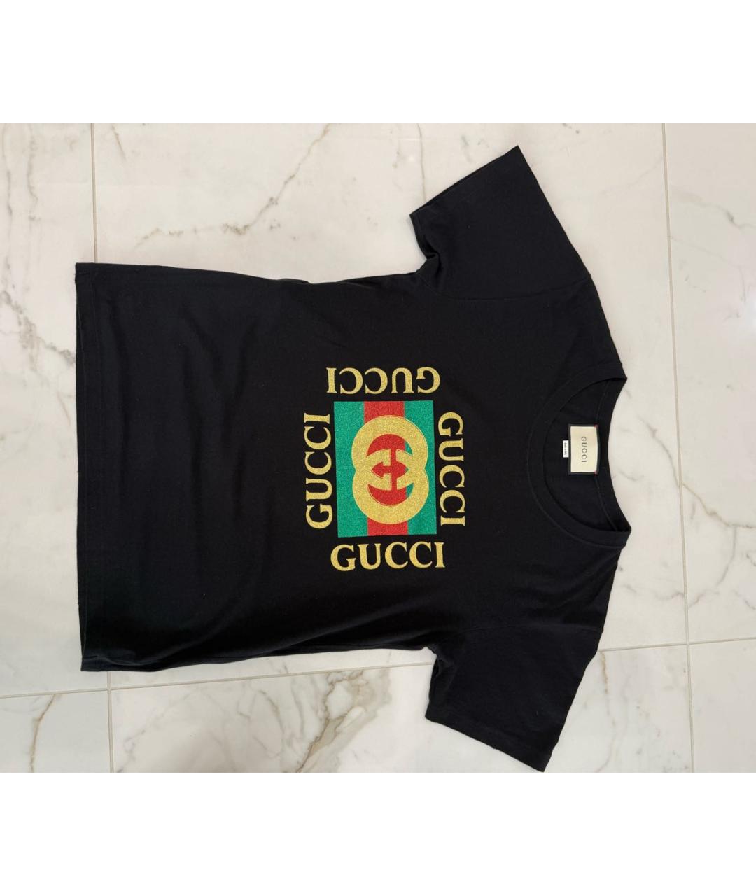 GUCCI Черная хлопковая майка, фото 3