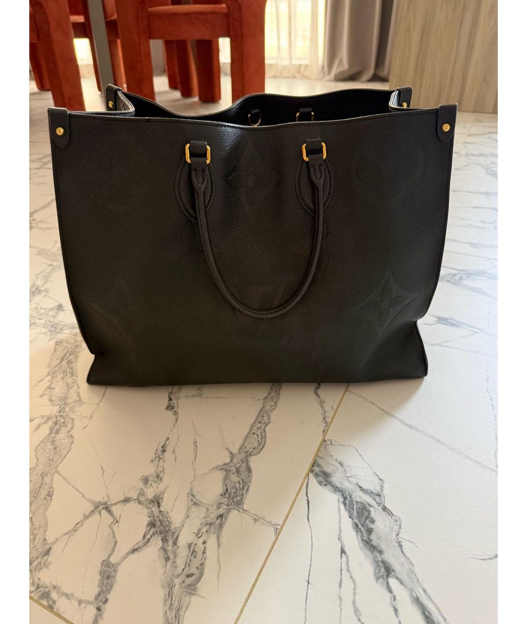 LOUIS VUITTON Черная кожаная сумка тоут, фото 2